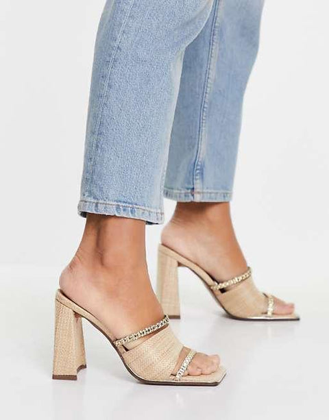 Asos Design Women's Beige Heeled Slipper ANS1022