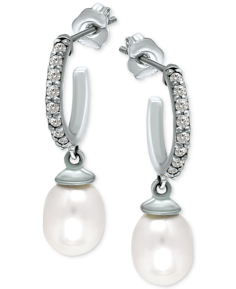 Giani Bernini Women's Silver Pearl Drop Hoop Earring |Giani Bernini in Lebanon