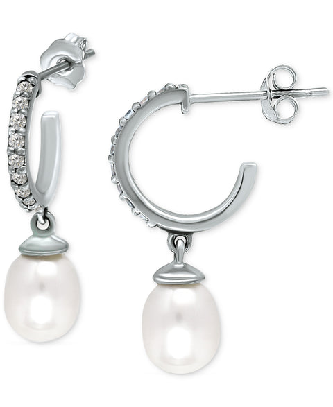 Giani Bernini Women's Silver Pearl Drop Hoop Earring |Giani Bernini in Lebanon
