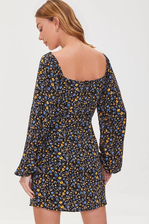Forever 21 Women's Black Multi Long Sleeve Cutout Dress | Forever 21 In Lebanon