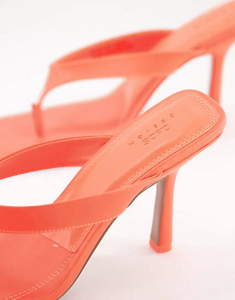 ASOS DESIGN  Women's Neon Orange Heeled Slipper AMS268 Shoes25 shr