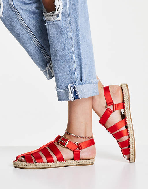 ASOS DESIGN Women s Red Sandal AMS361 shoes23 SuperDokan