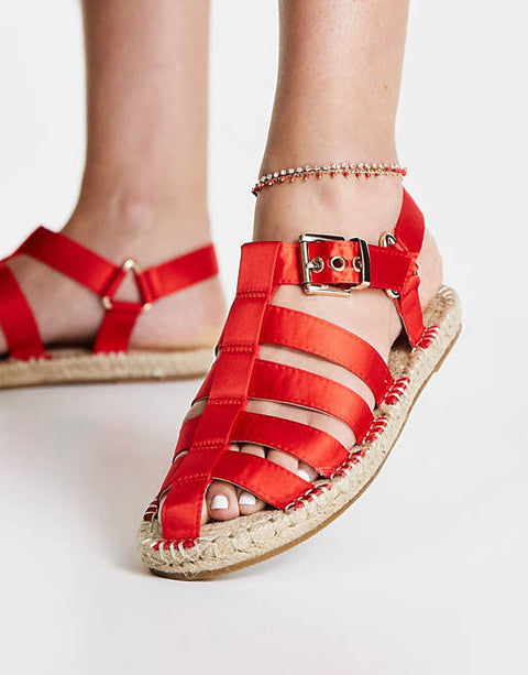 ASOS DESIGN  Women's Red Sandal AMS361 shoes23 shr