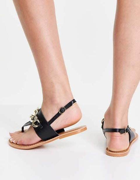 Asos Design Women's Black Leather Sandals ANS1020