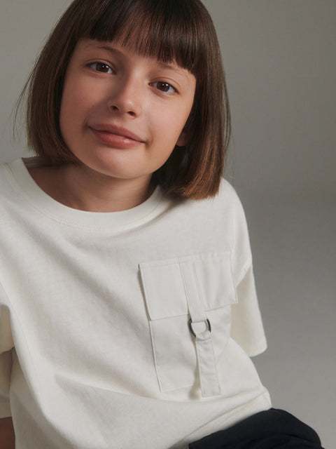 Reserved Girl's White T-Shirt With A Pocket | Reserved In Lebanon