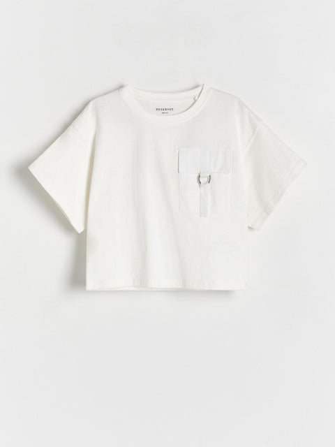 Reserved Girl's White T-Shirt With A Pocket | Reserved In Lebanon