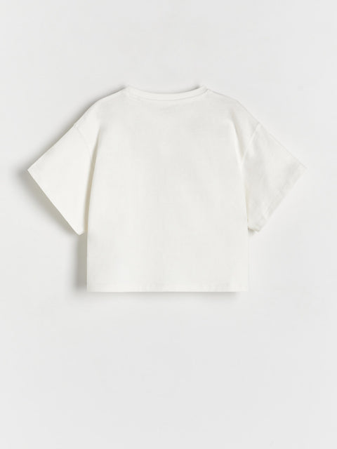 Reserved Girl's White T-Shirt With A Pocket | Reserved In Lebanon