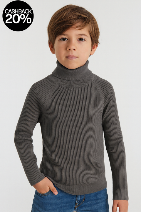 Reserved Boy's Dark Grey Eco Vero Blend Turtleneck | Reserved In Lebanon