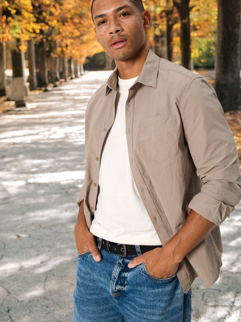 Sinsay Men's Gray Regular Fit Long Sleeve Shirt |Sinsay In Lebanon