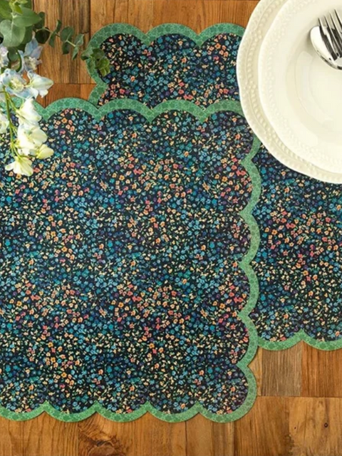 English Home Navy Blue Floral 4-Piece Placemat 40x40 TR147(shr)