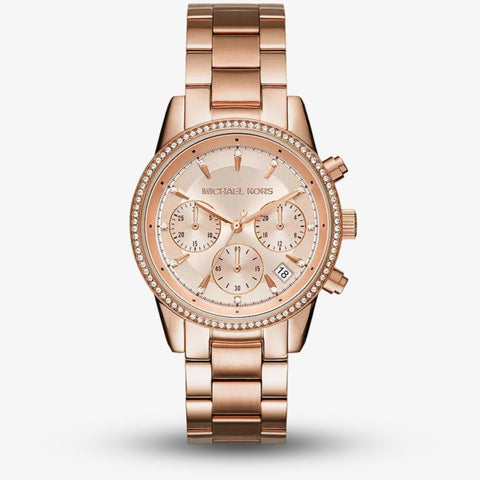 Michael Kors Women's Rose Gold Bryant Rose Chronograph Dial Plated Bracelet Watch|Michael Kors In Lebanon