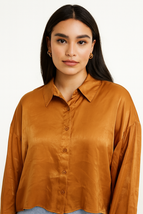 Forever 21 Women's Gold Long Sleeves Shirt | Forever 21 In Lebanon