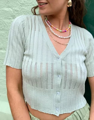 Collusion Women's Mint Blouse ANF1393