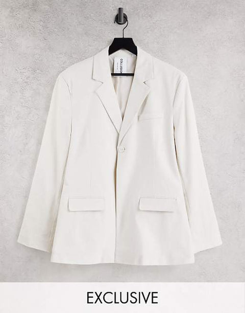 Collusion Unisex Off White Blazer ANF3237