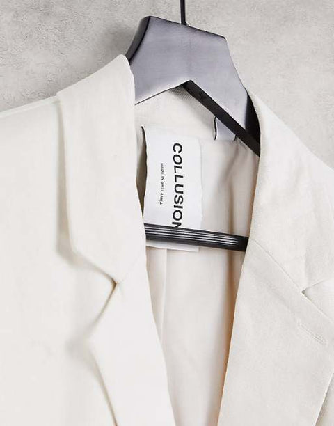 Collusion Unisex Off White Blazer ANF3237