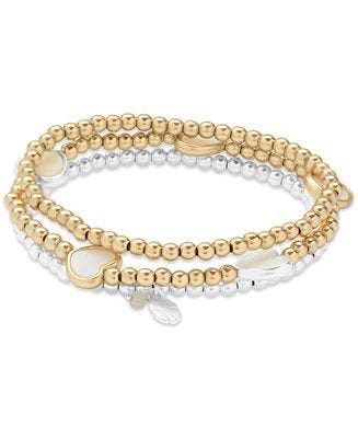 Lucky Brand Women's Set Of 3 Gold & White Bracelets ABW692 shr (ft25)