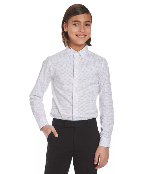 Calvin Klein Boy's White Slim-Fit Stretch Logo Dress Shirt | Calvin Klein In Lebanon
