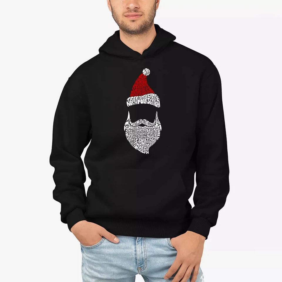 La Pop Art Men's Black Santa Claus Printed Hoodie