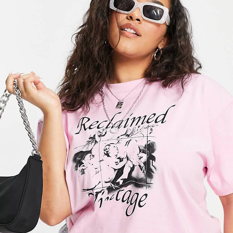 Reclaimed Vintage Women's Pink T-Shirt AMF1572