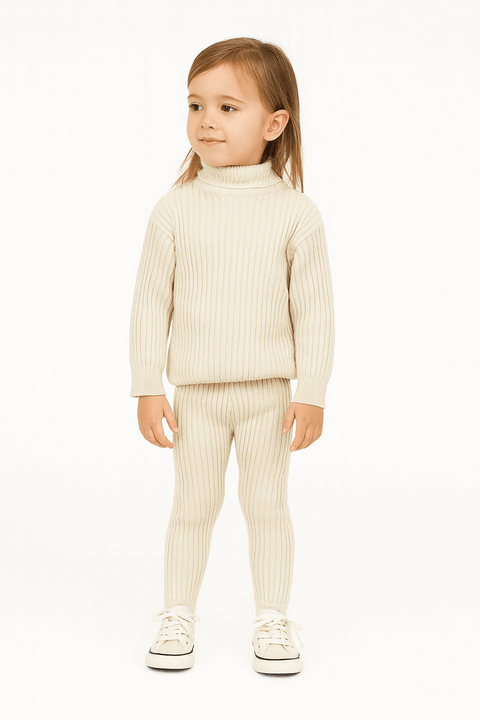 POMPdeLUX Girl's Beige Greenville Lk Knit Leggings |POMPdeLUX in Lebanon
