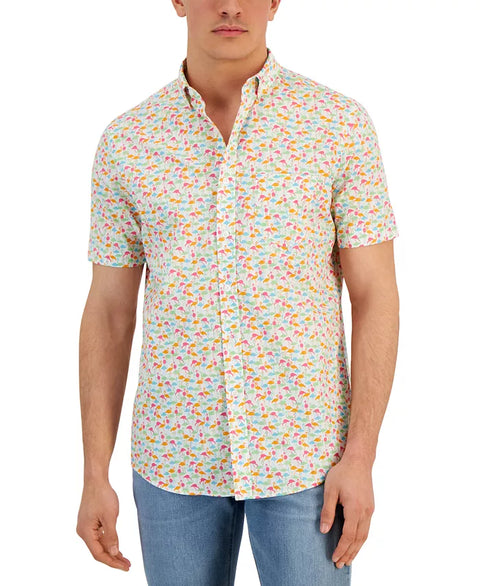 Club Room Men's White Flamingo Poplin Bright Shirt's ABF3778