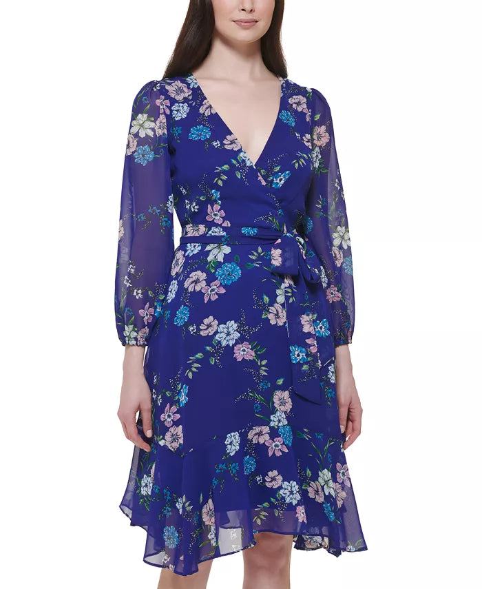 Jessica Howard Women's Indigo Floral Dress ABF85 shr