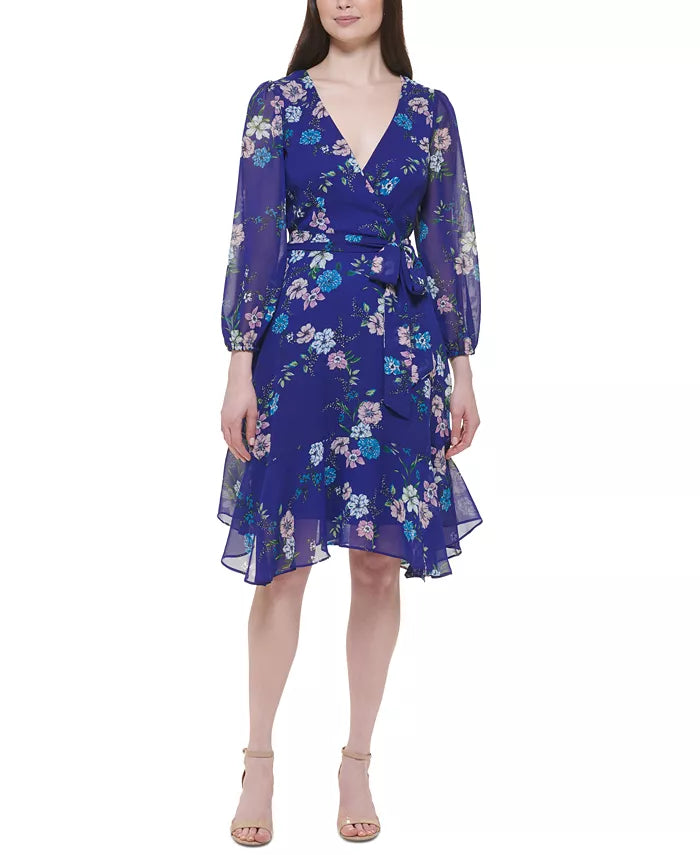 Jessica Howard Women's Indigo Floral Dress ABF85 shr