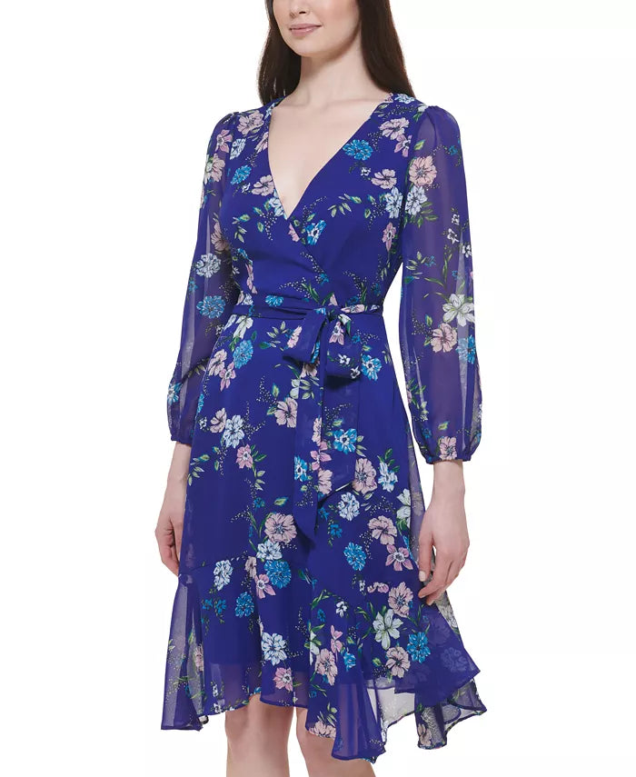 Jessica Howard Women's Indigo Floral Dress ABF85 shr