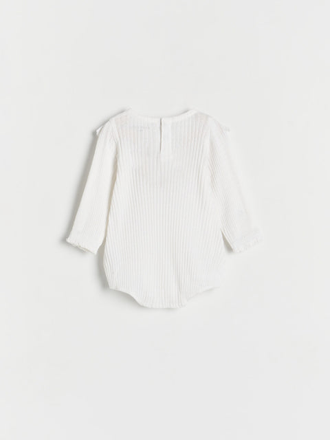 Reserved Baby Girl's Off White Cotton Bodysuit With Ruffles | Reserved In Lebanon