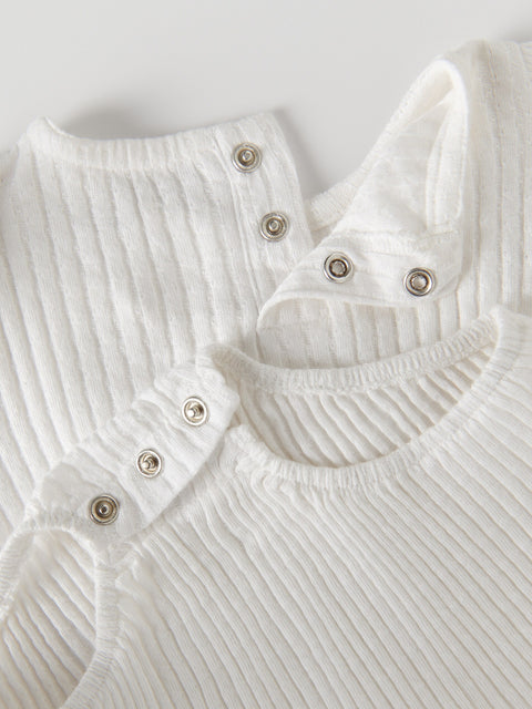 Reserved Baby Girl's Off White Cotton Bodysuit With Ruffles | Reserved In Lebanon