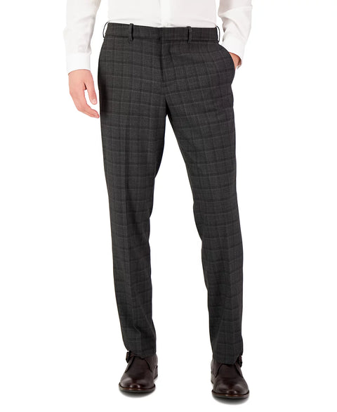 Perry Ellis Portfolio Men's Charcoal Modern-Fit Stretch Resolution Plaid Dress Pants | Perry Ellis Portfolio In Lebanon