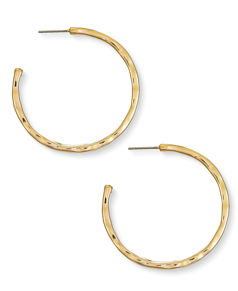 Style & CO Women's Gold Hammered Metal Medium Hoop Earrings| Style & CO In Lebanon