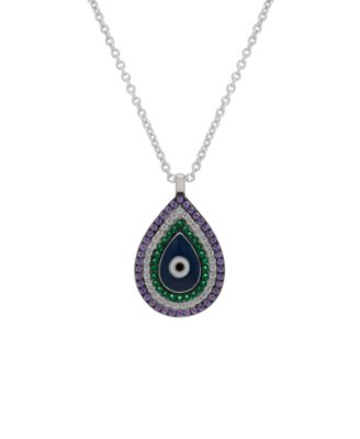 SD Women's Silver Multicolor Evil Eye Necklace | SD in Lebanon