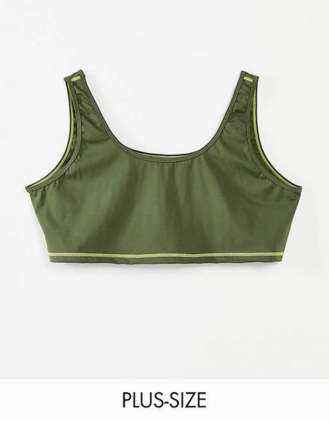 Love & Others Women's Green Crop Top AMF1826 shr