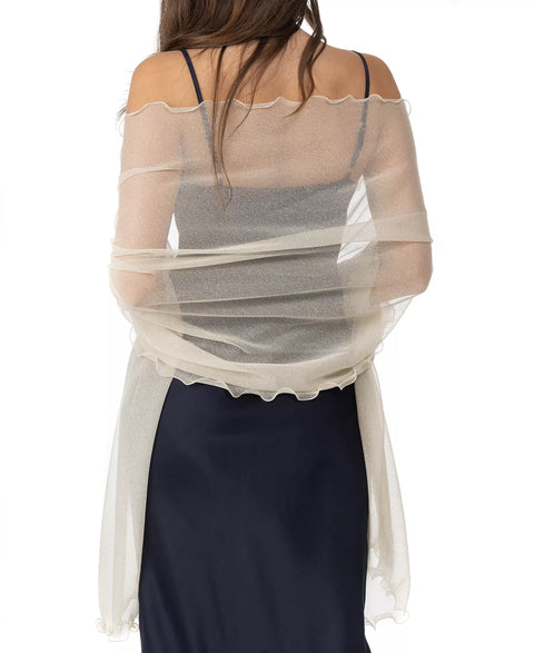 I.N.C. International Concepts Women's Cream Ruffle-Edge Metallic Evening Wrap | I.N.C. International Concepts In Lebanon