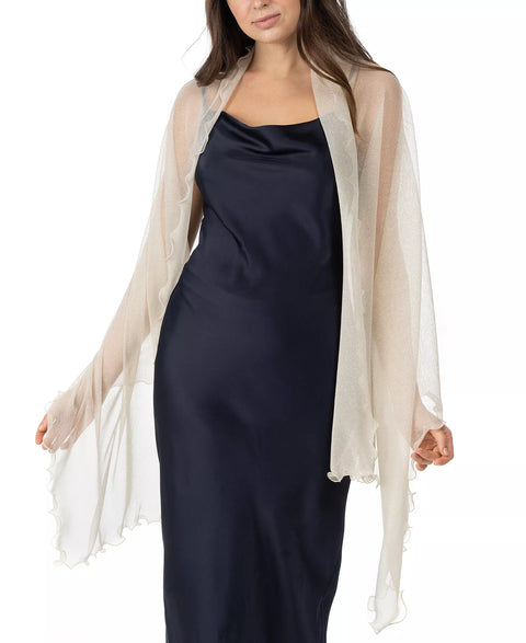 I.N.C. International Concepts Women's Cream Ruffle-Edge Metallic Evening Wrap | I.N.C. International Concepts In Lebanon
