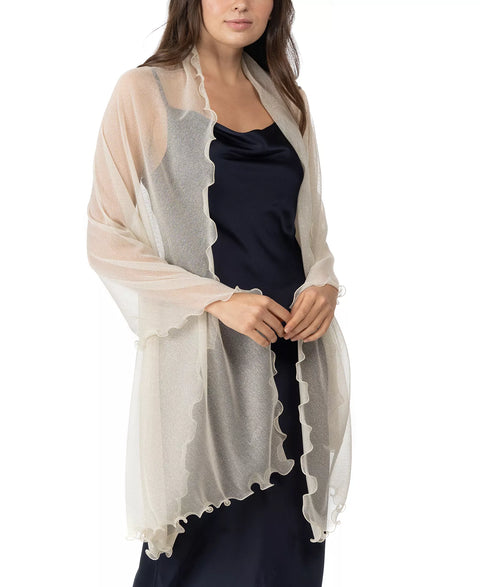 I.N.C. International Concepts Women's Cream Ruffle-Edge Metallic Evening Wrap | I.N.C. International Concepts In Lebanon