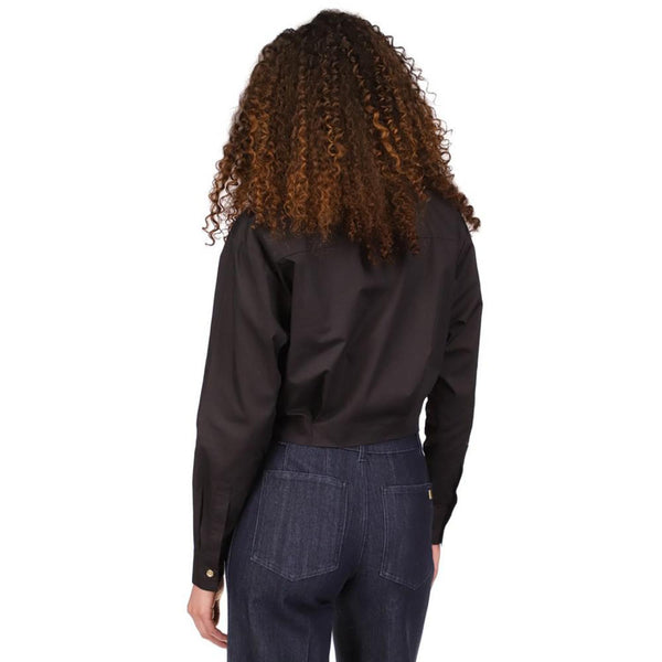 Michael Kors Women's Black Poplin Tie-Front Button-Down Cotton Shirt  | Michael Kors In Lebanon
