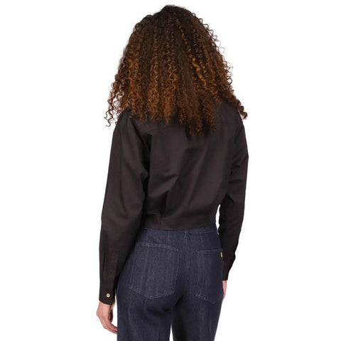 Michael Kors Women's Black Poplin Tie-Front Button-Down Cotton Shirt  | Michael Kors In Lebanon