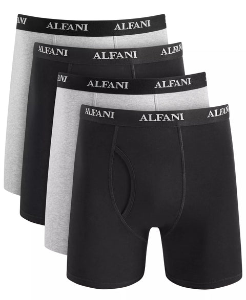 Alfani Men's Black & Grey 4-Pk. Moisture-Wicking Cotton Boxer | Alfani In Lebanon