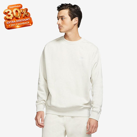 Nike Men's Light Gray Club Crew Fleece SweatShirt |Nike In Lebanon