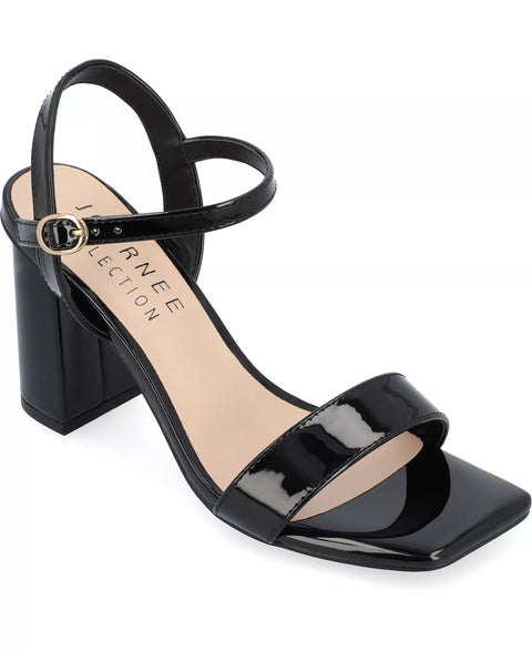 Journee Collection Women's Black Tivona Square Toe Block Heel Dress Sandals | Journee Collection In Lebanon