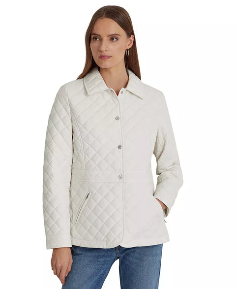 Lauren Ralph Lauren Women's White Quilted Peplum Coat |Lauren Ralph Lauren In Lebanon