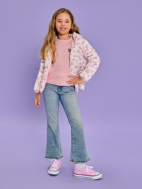 Sinsay Girl's Pink Floral Puffer Hooded Jacket|Sinsay In Lebanon