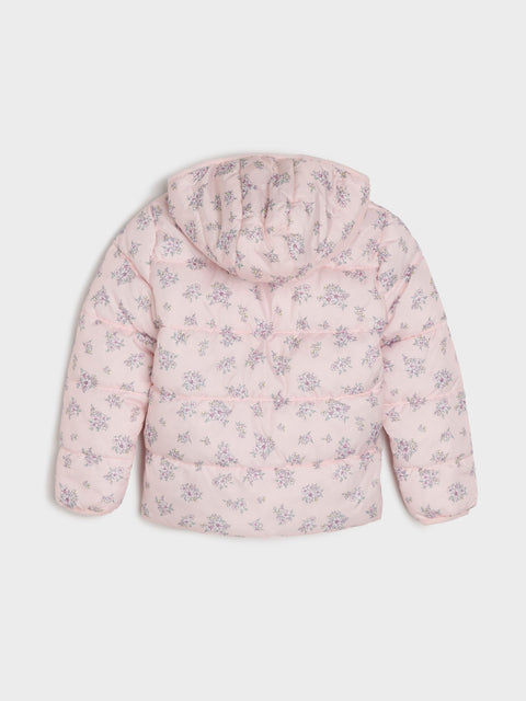 Sinsay Girl's Pink Floral Puffer Hooded Jacket|Sinsay In Lebanon