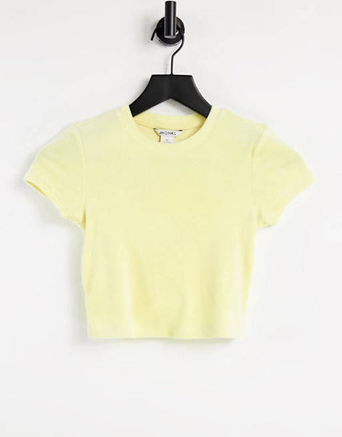 Monki Jemma Women's Yellow T-Shirt AMF704 (TP25)