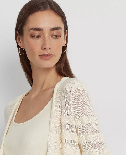 Lauren Ralph Lauren Women's Off White Striped Knit Cardigan |Lauren Ralph Lauren In Lebanon