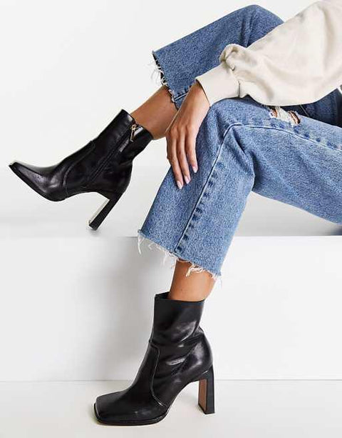 Asos Design Women's Black Heeled Boots ANS849