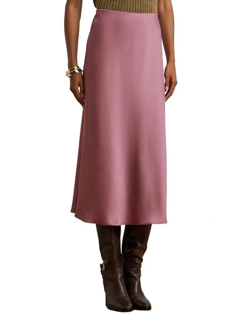 Lauren Ralph Lauren Women's Pink Satin Charmeuse Midi Skirt | Lauren Ralph Lauren In Lebanon
