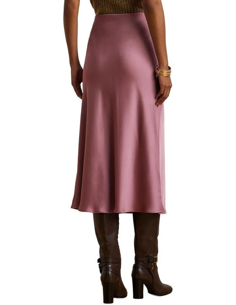 Lauren Ralph Lauren Women's Pink Satin Charmeuse Midi Skirt | Lauren Ralph Lauren In Lebanon